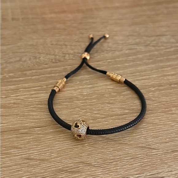 Pandora Jewelry - Pandora Black and Gold Heart Charm Bracelet